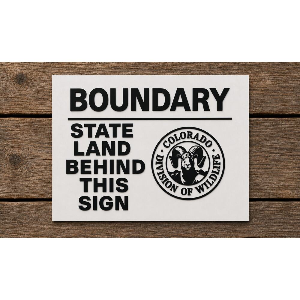 Colorado Division of Wildlife Sign State Land Boundary Hike Trail Camp Mountains
